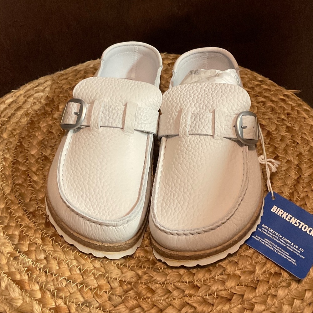 Birkenstock Buckley White Natural Leather